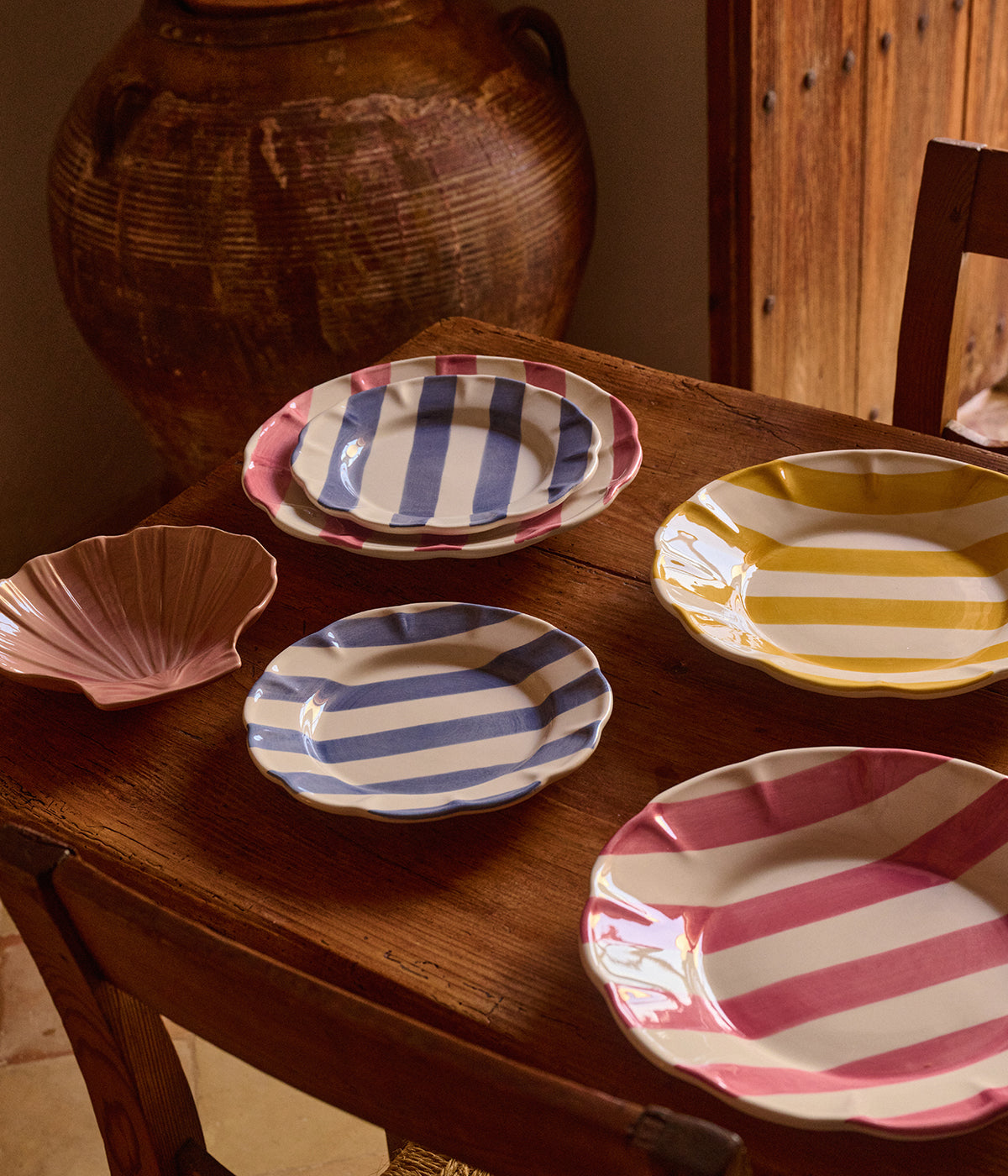 Stripe assiett - Mörkblå 21 cm