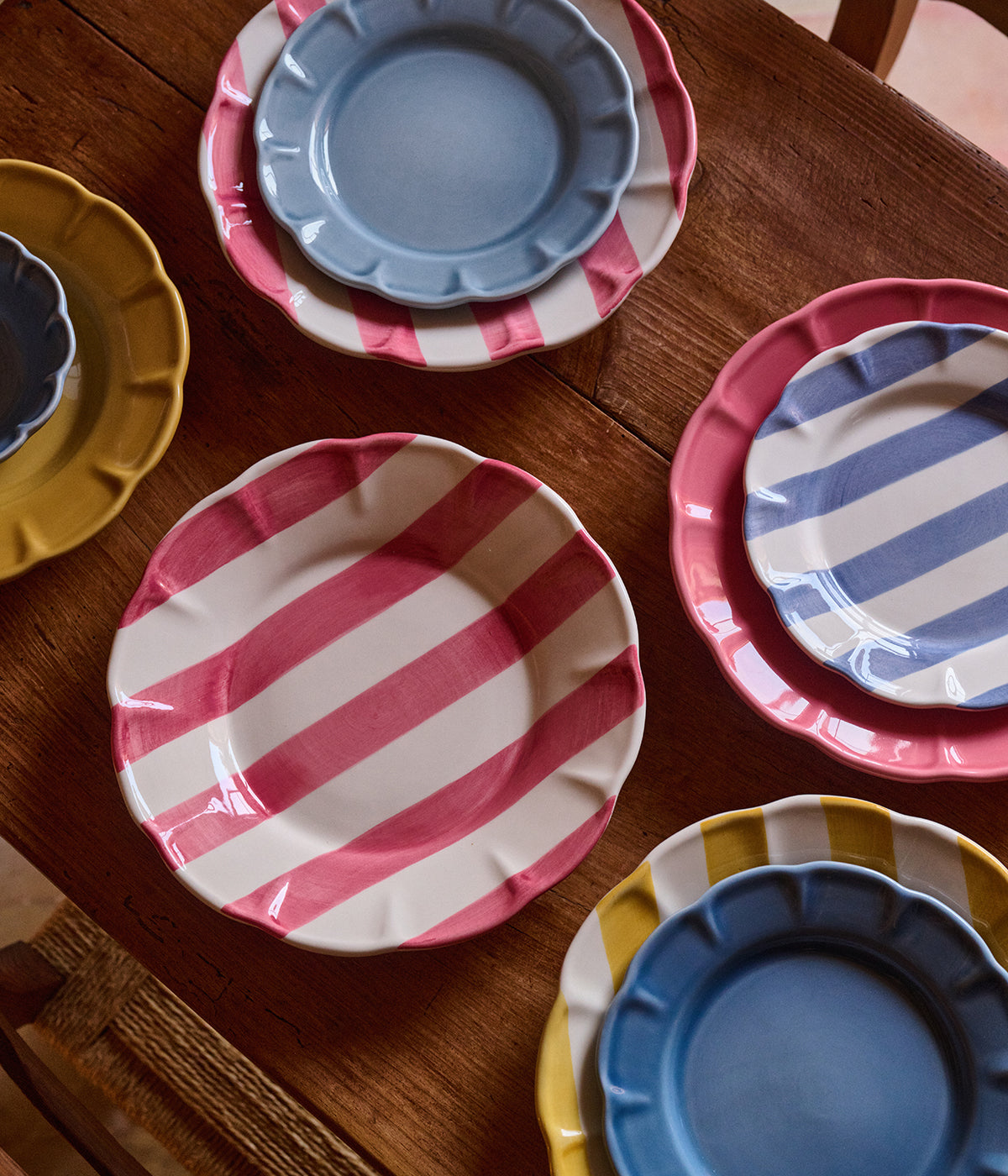 Stripe assiett - Mörkblå 21 cm