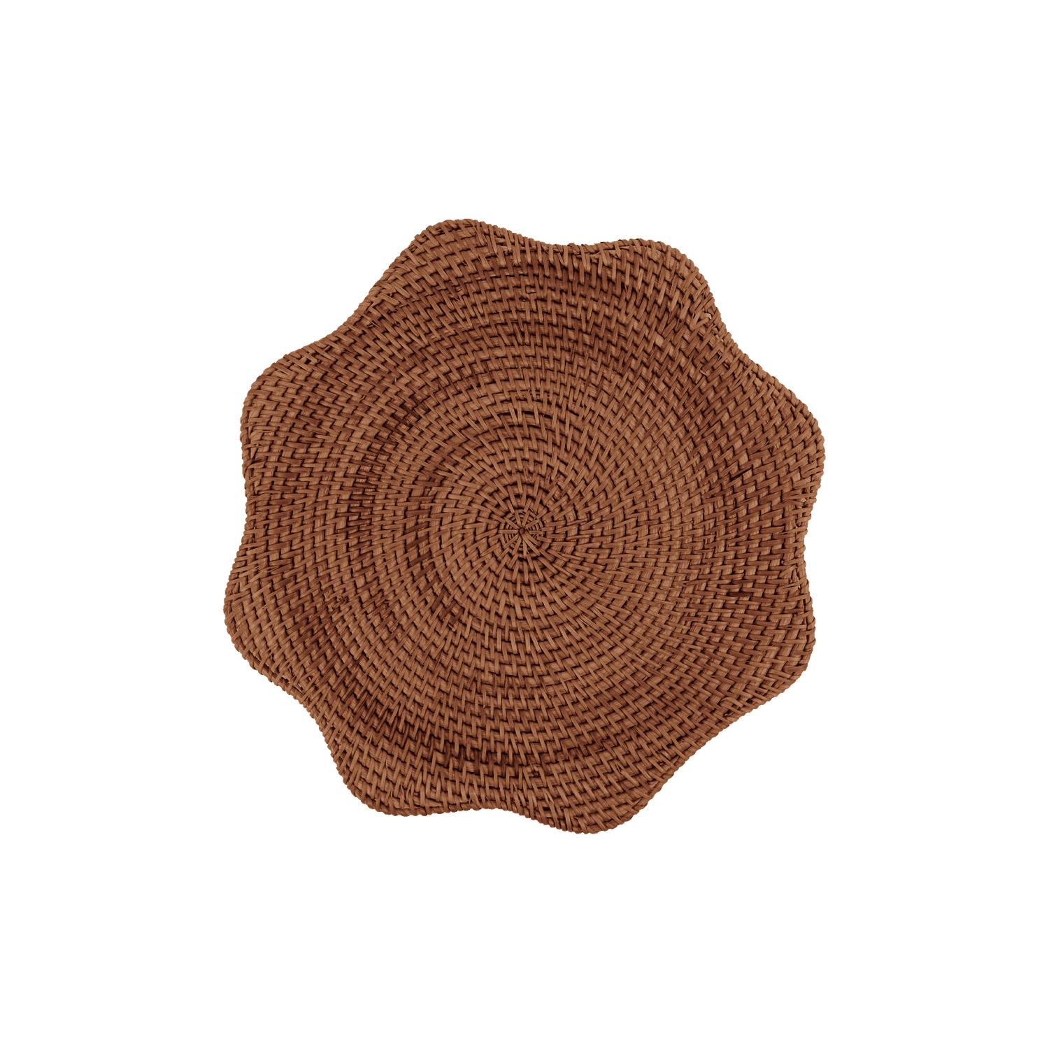 Scallop Rattan Placemat Dark Brown - 36 cm